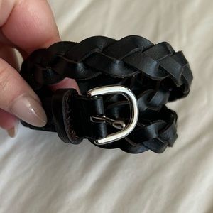 NWOT black woven belt with silver detail